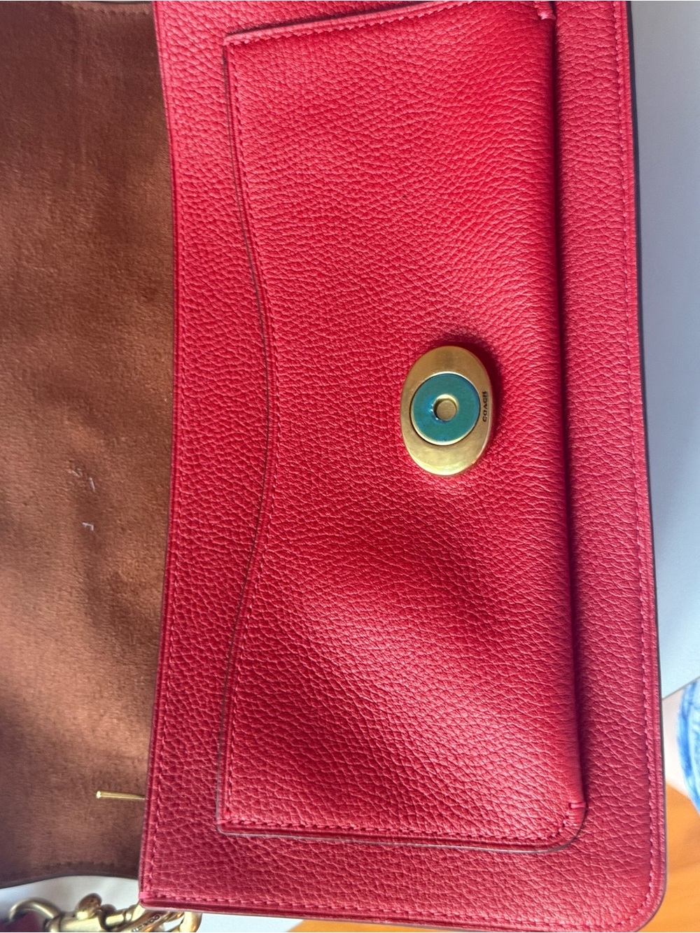 Coach Tabby 26 Red Pebble Leather Crossbody with Gold 'C' Accent - Picture 5 of 11